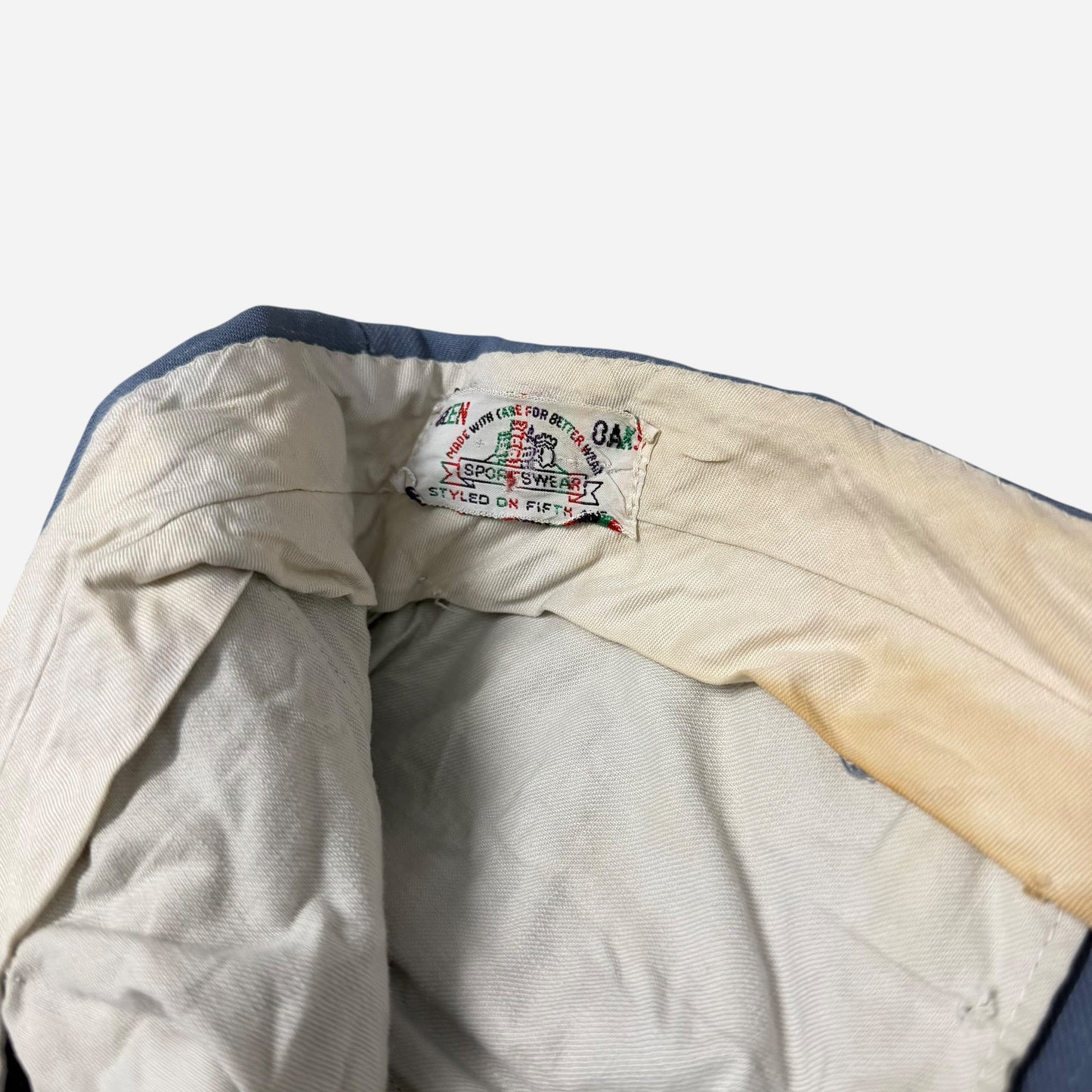 1950s Light blue rayon fleck pattern pleated pants (32w)