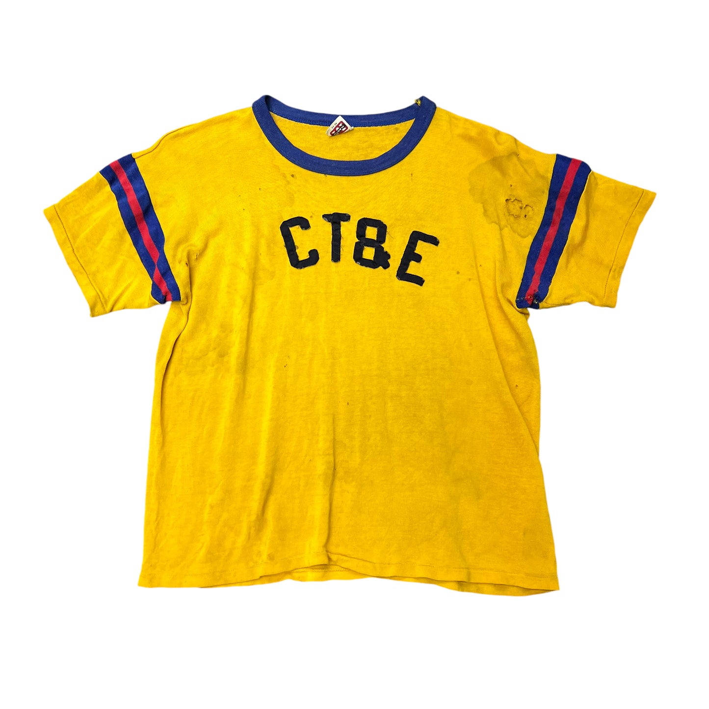 1950s Yellow rayon jersey t shirt (M)