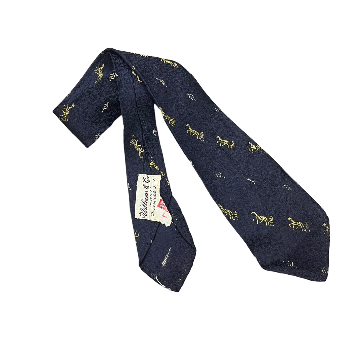 1950s Navy horse & carriage print neck tie