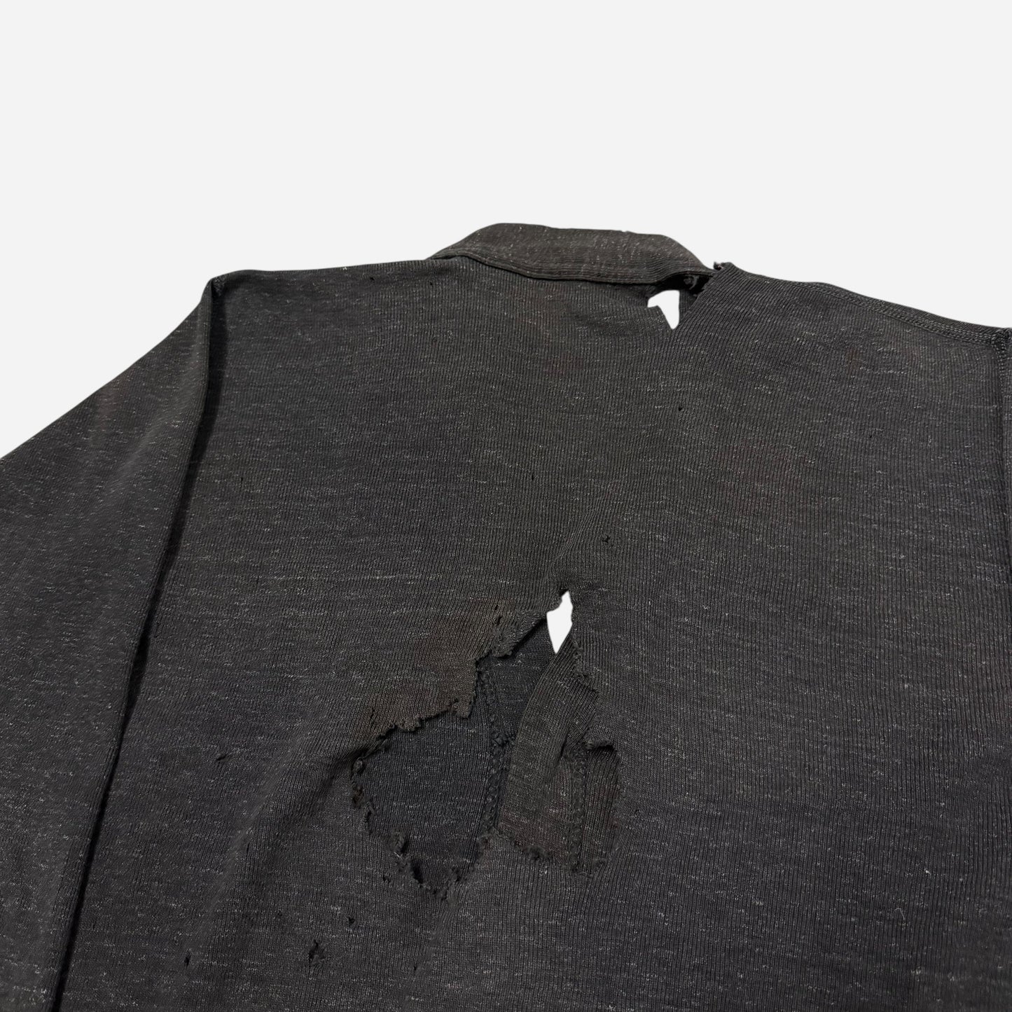 1940s Cotton salt & pepper distressed cardigan (L)