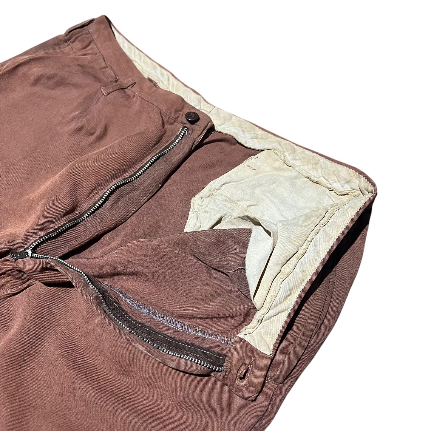 1950s Orange/brown pleated rayon pants (34w)