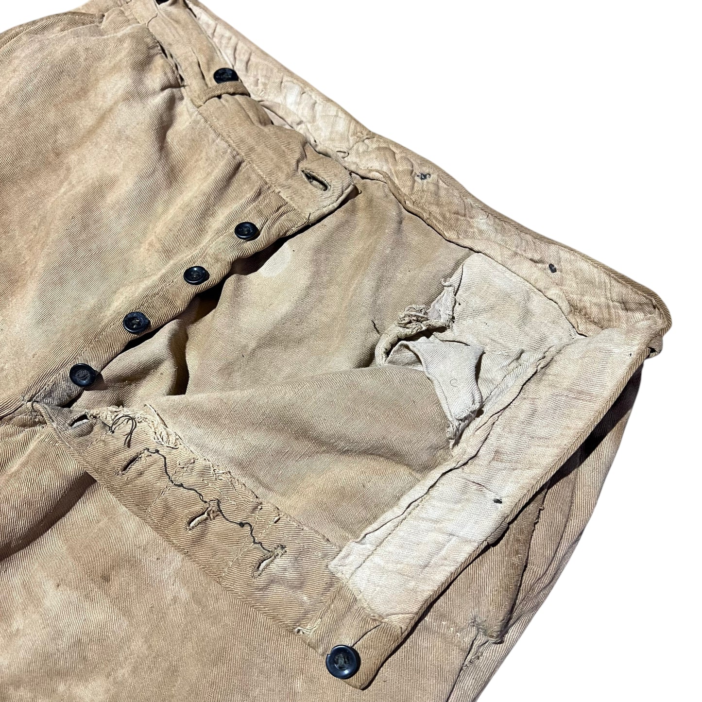 1920s Khaki light cotton button fly pants (38w)