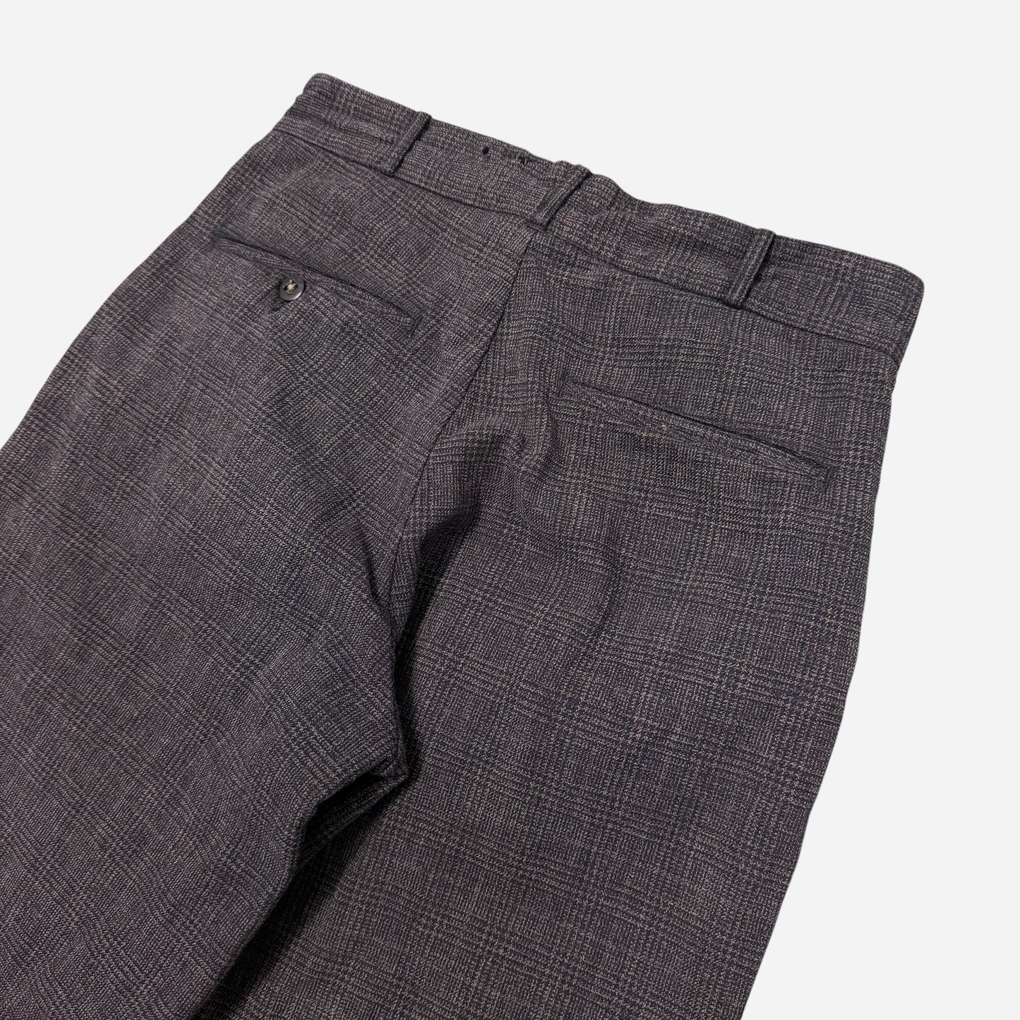 1930s Panama cotton plaid pattern button fly pants (27w)