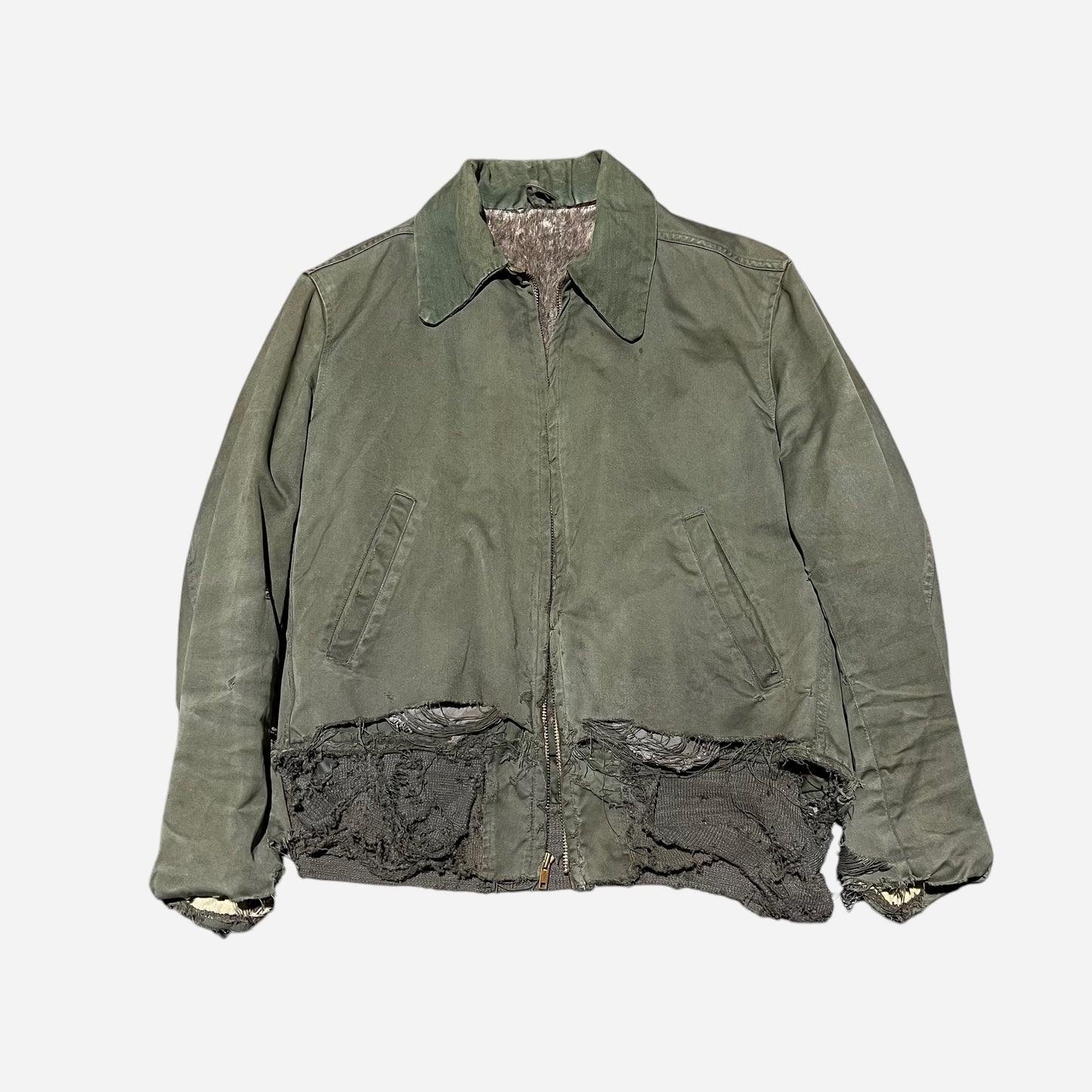 1940s Private purchase green hbt collar alpaca lined jacket (S/M)