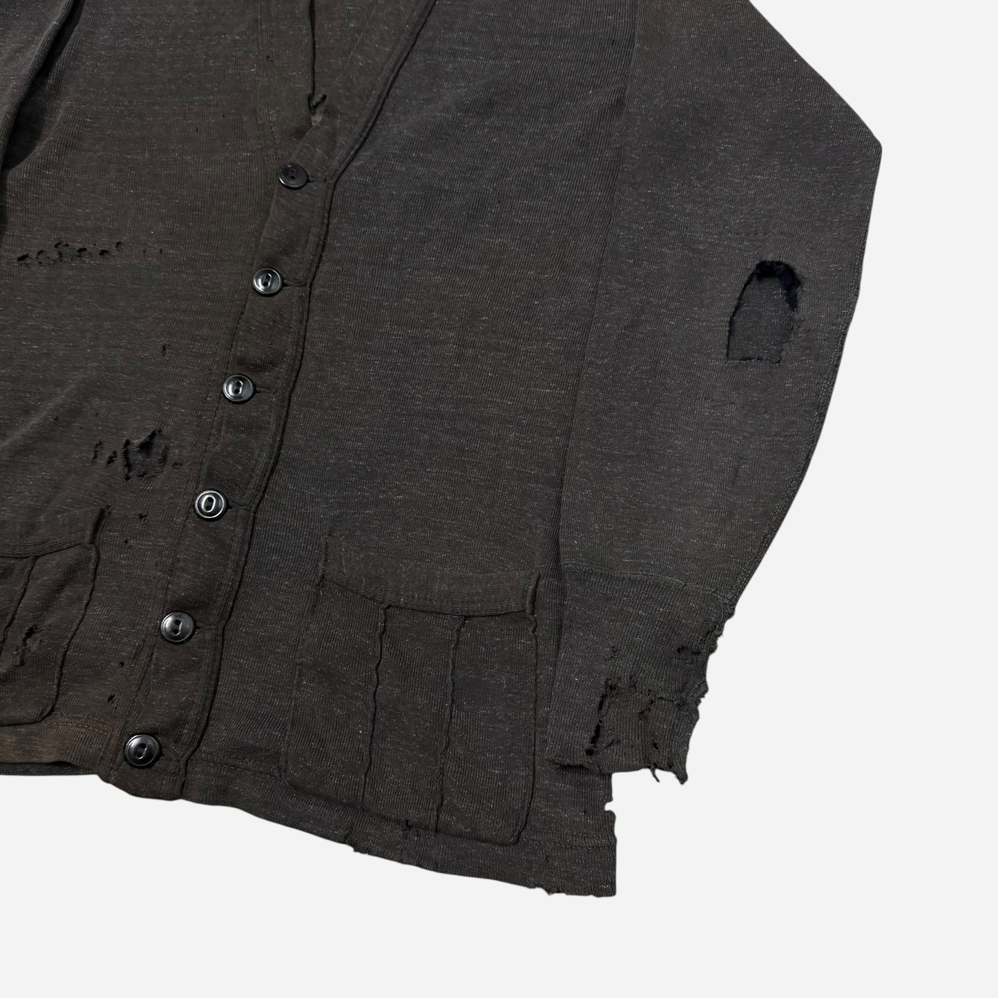 1940s Cotton salt & pepper distressed cardigan (L)