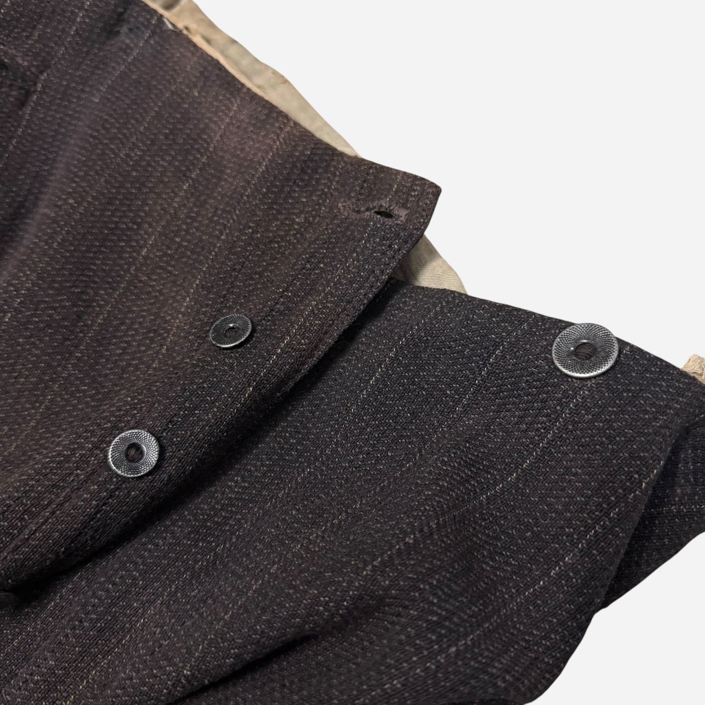 1900s Wool/cotton blend dark purple buckle back pants (35w)