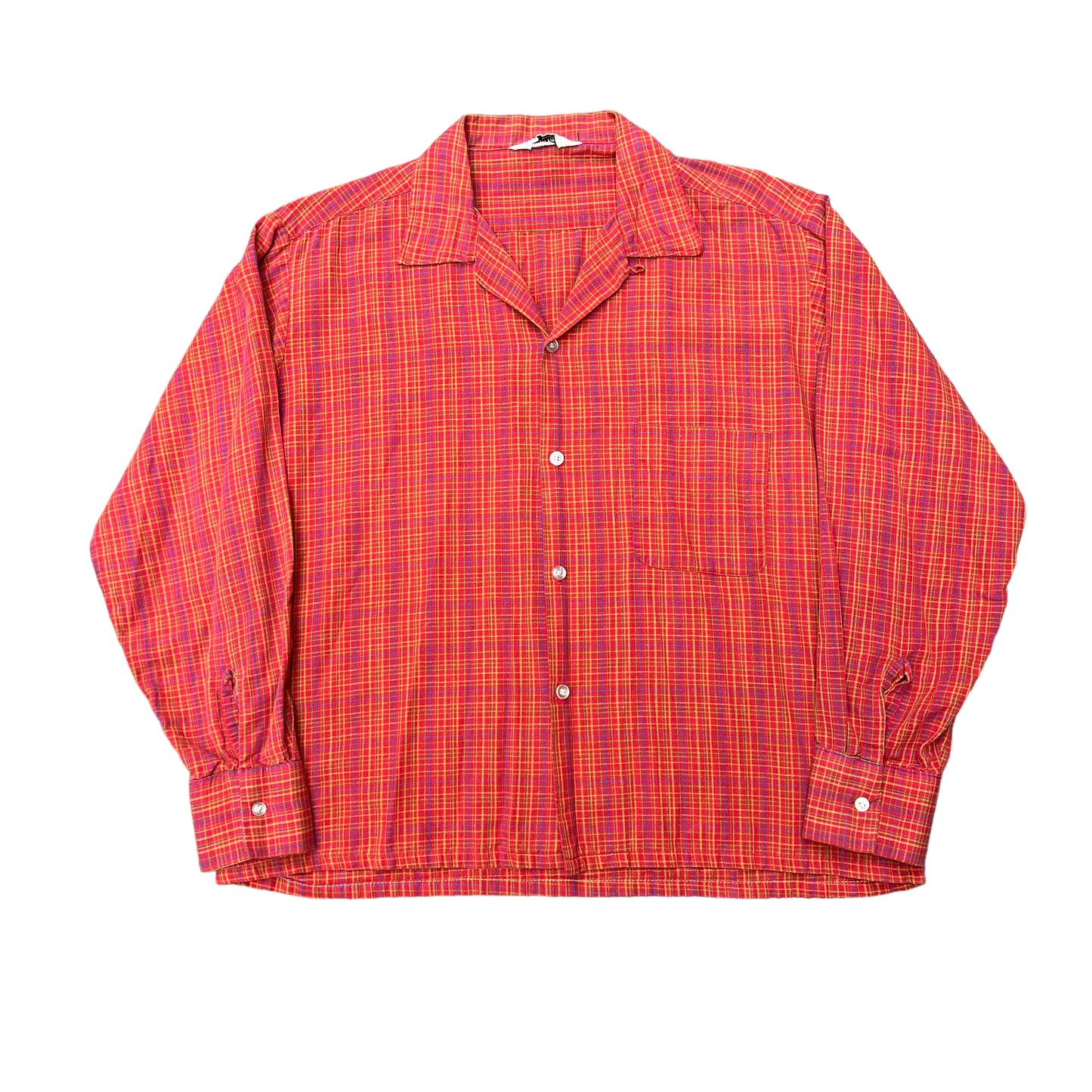 1950s Red orange cotton loop collar shirt (M/L)