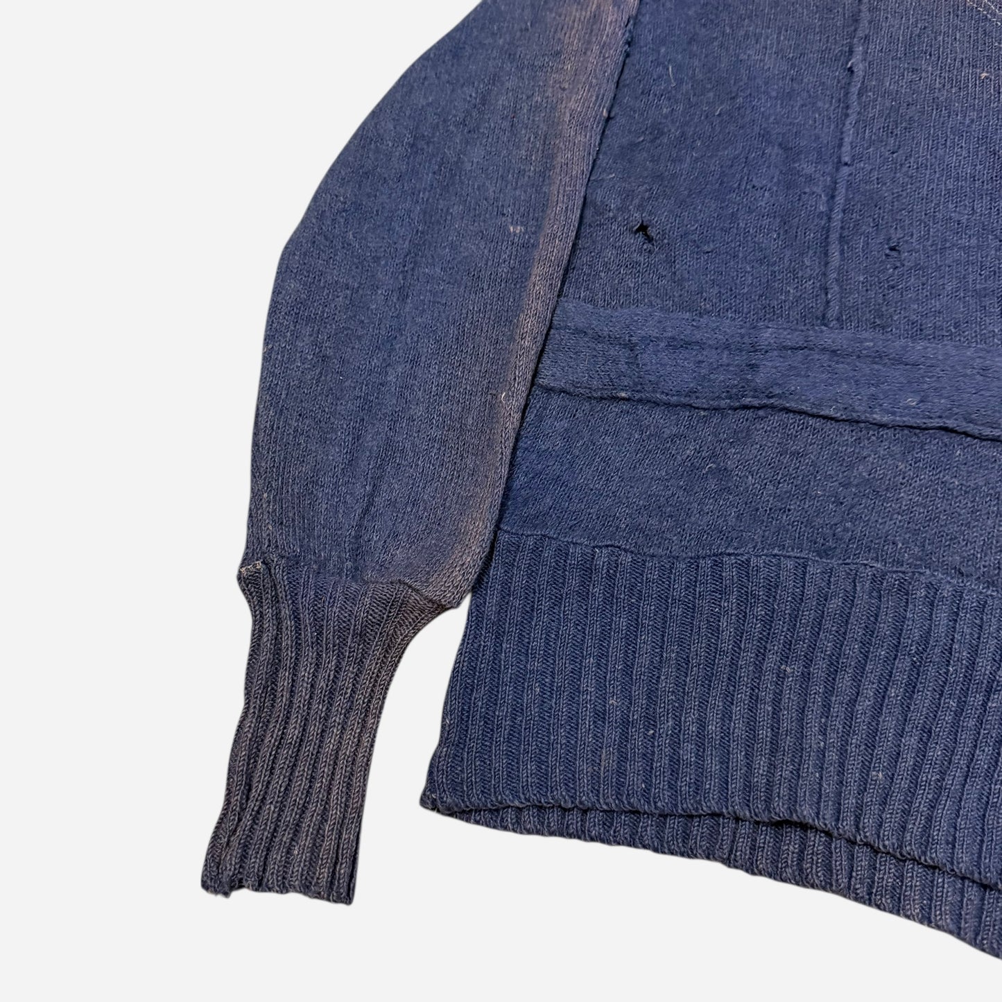 1930s Mohair quarter zip pattern knit sweater (S)