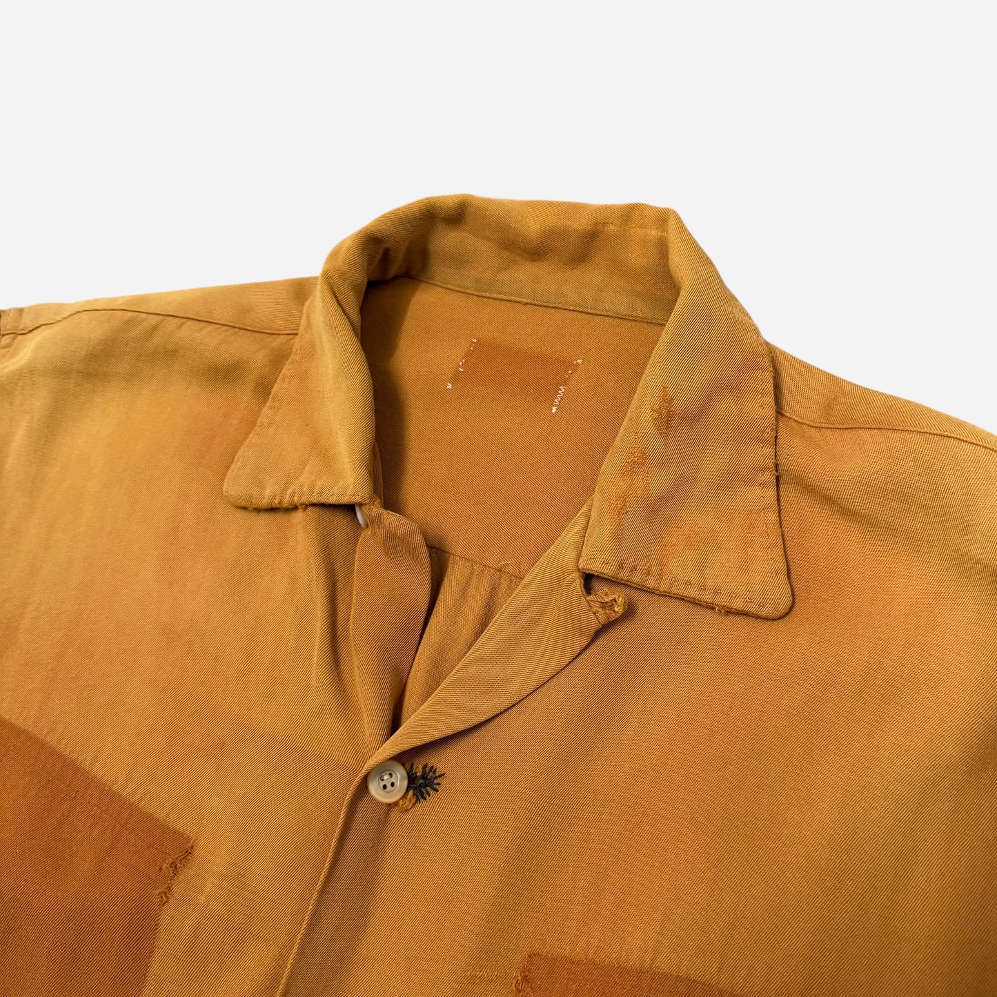 1950s Orange sun faded rayon loop collar shirt (L)