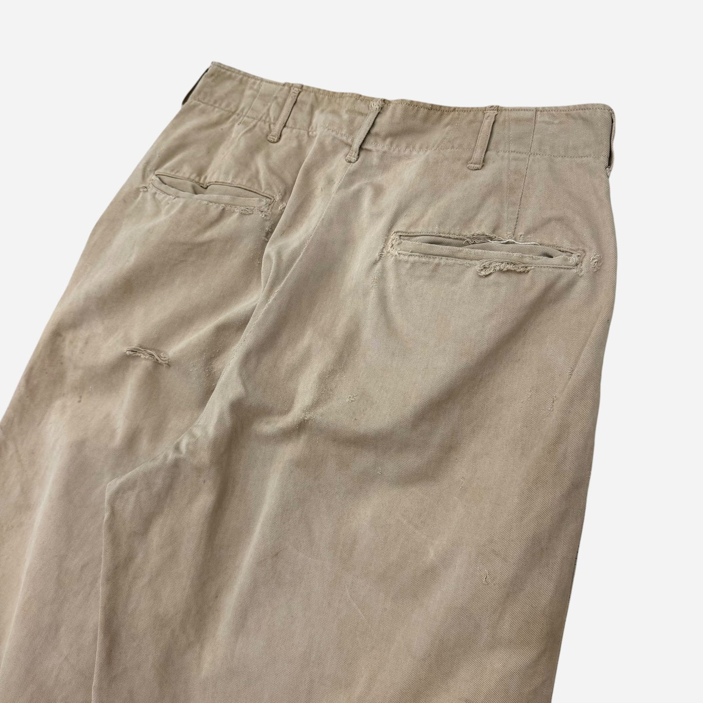 1940s WWII U.S. Army button fly khaki chino pants (30w)