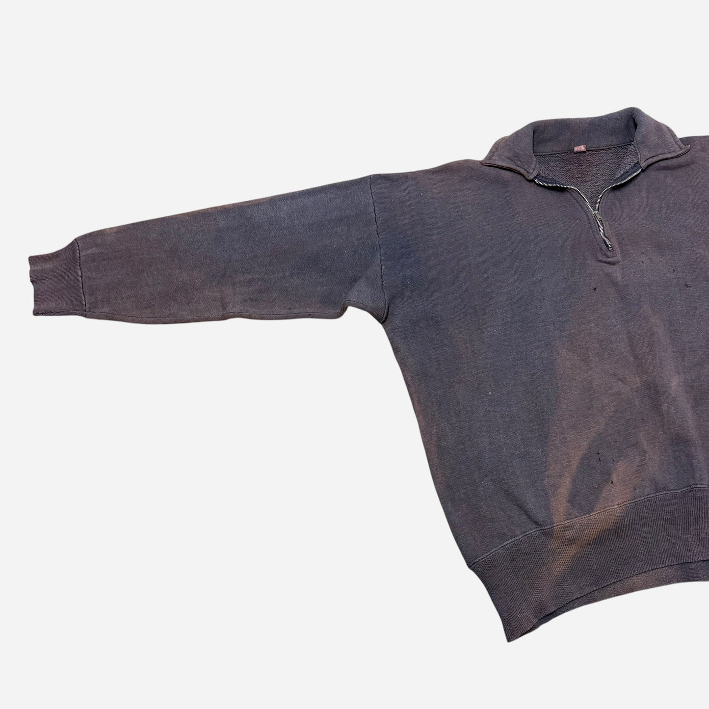 1950s Sun faded blue quarter zip collared sweatshirt (XL)