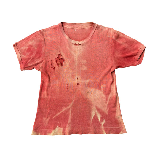 1950s Red sun faded ribbed cotton t shirt (M)