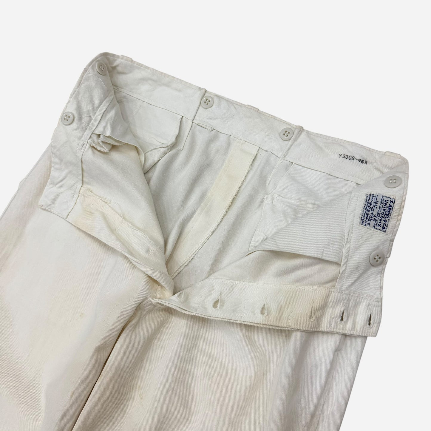 1940s US Navy white cotton double button pants (32w)