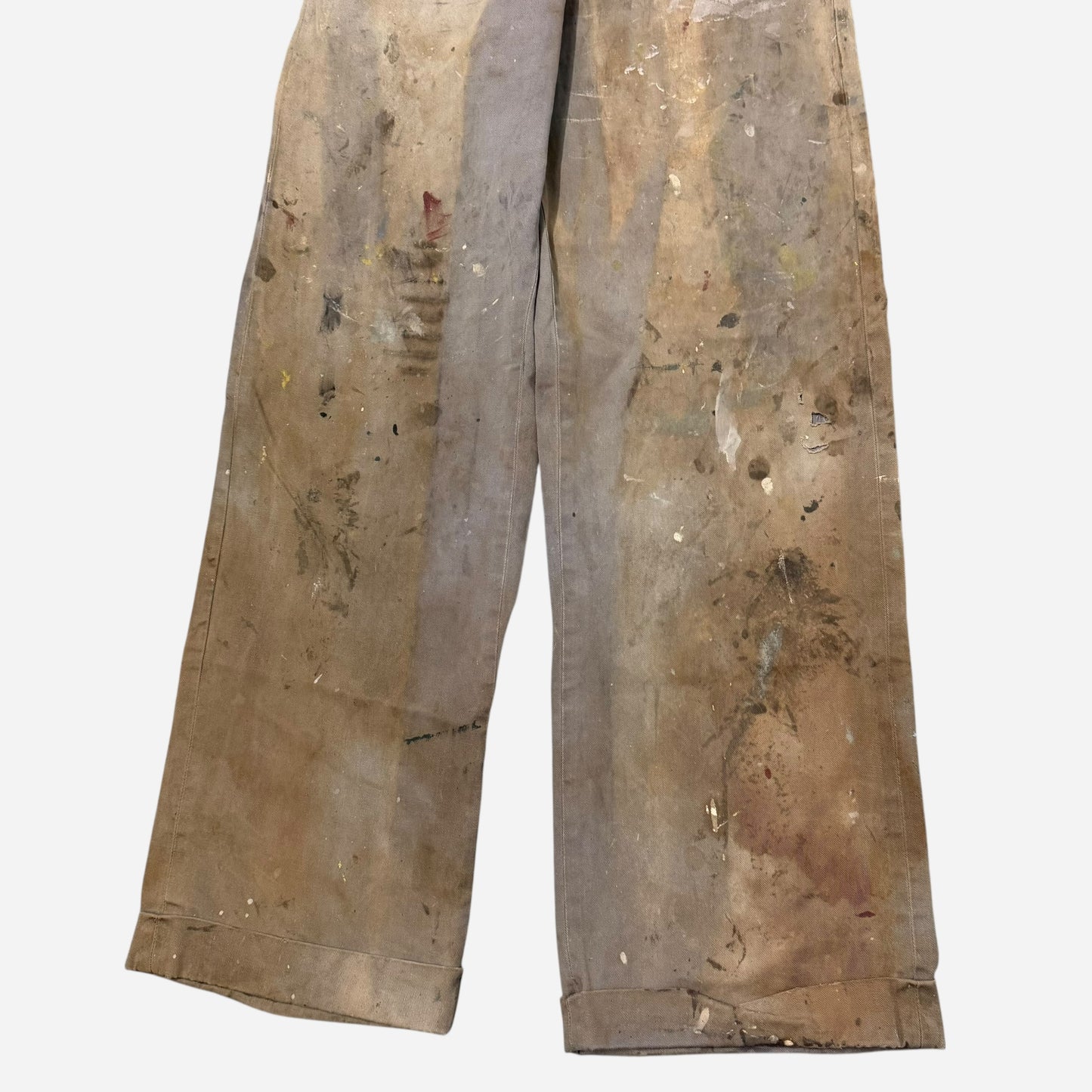 1950s Montgomery Ward Pioneer Dualls gray paint splattered chinos (29w)