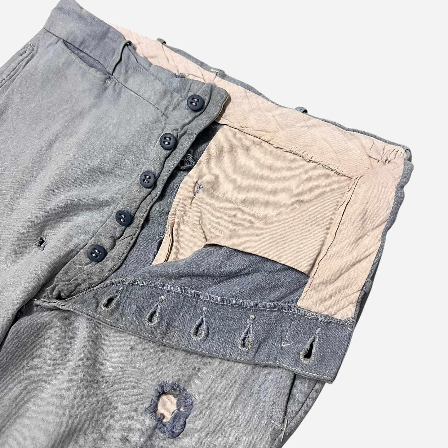 1940s Blue chambray button fly pants (29w)