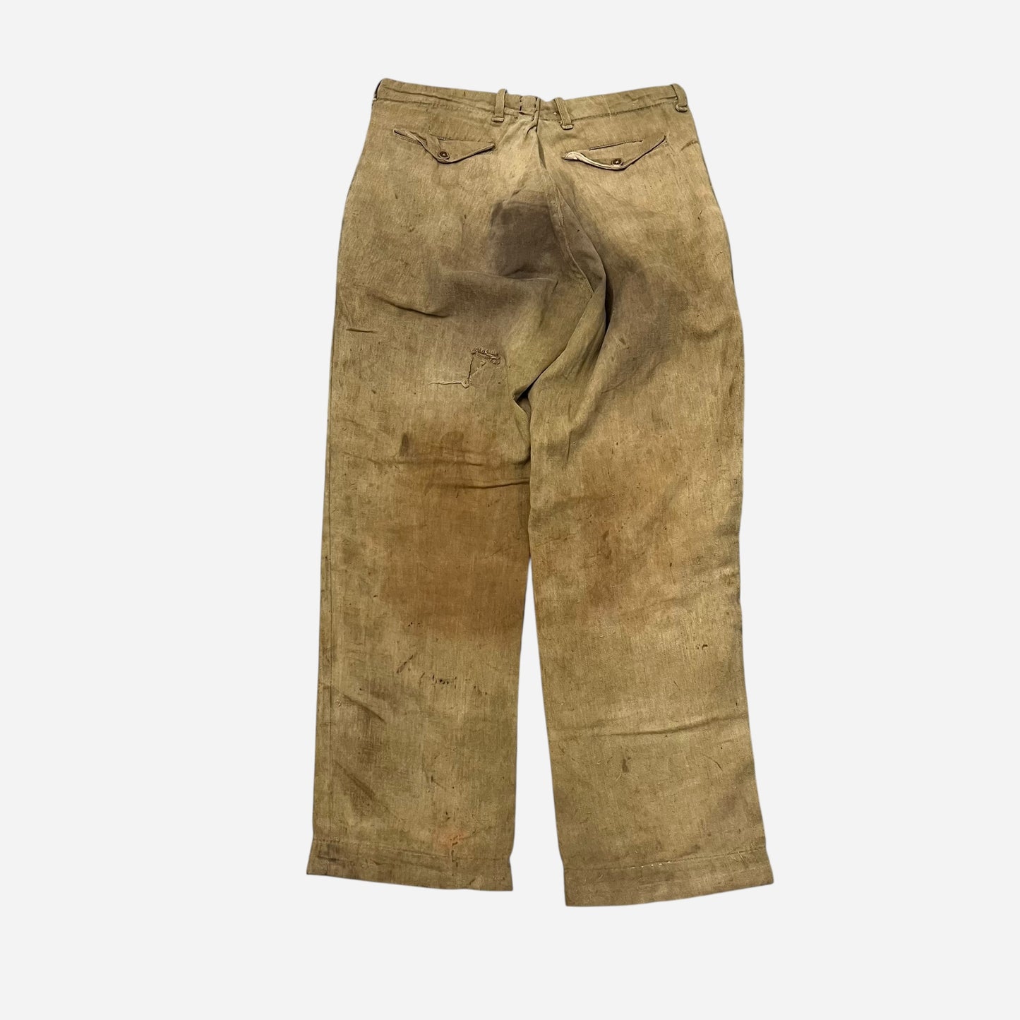 1920s Tan light cotton button fly pants (29w)