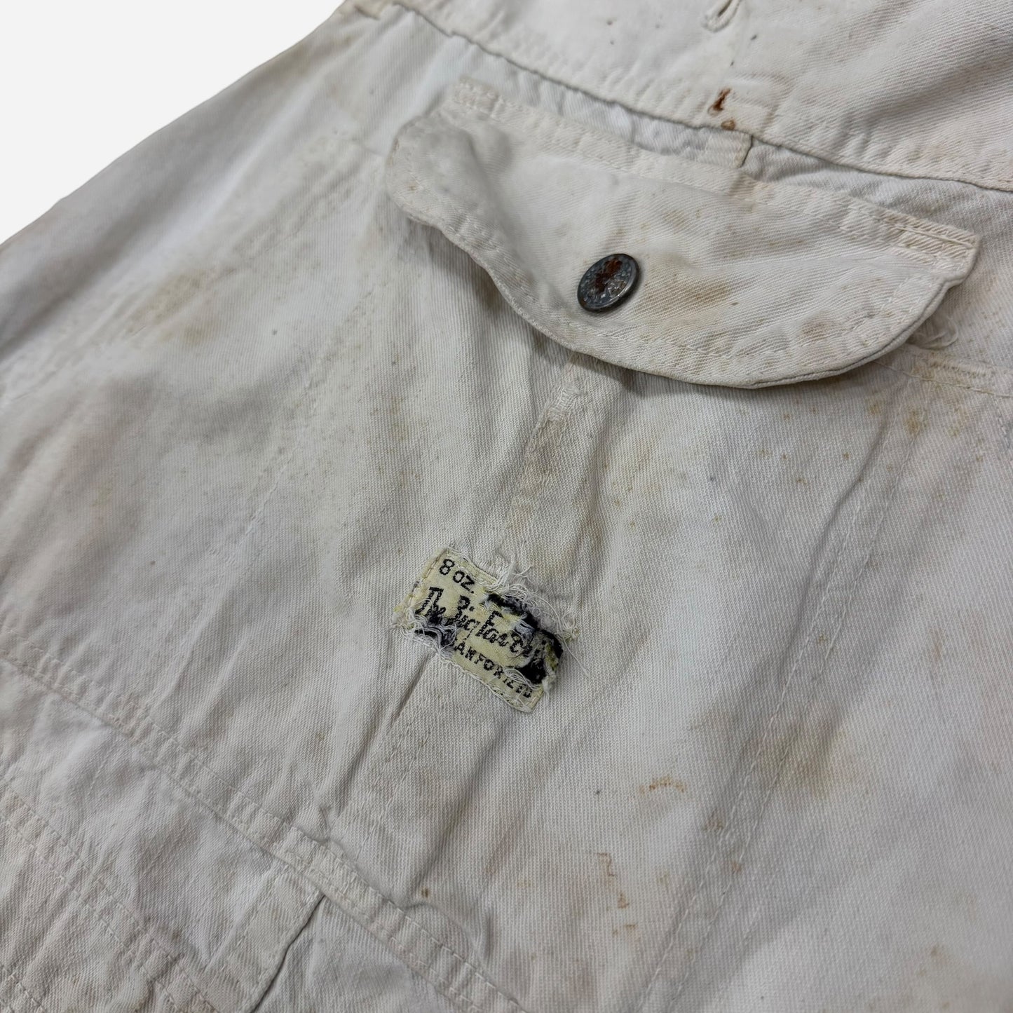 1930s 1940s N&W The Big Favorite white cotton repaired overalls (40w)
