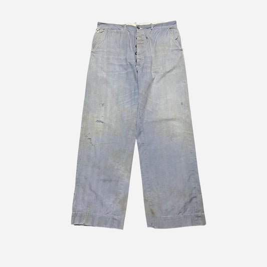 1940s Light blue hbt button fly work pants (34w)