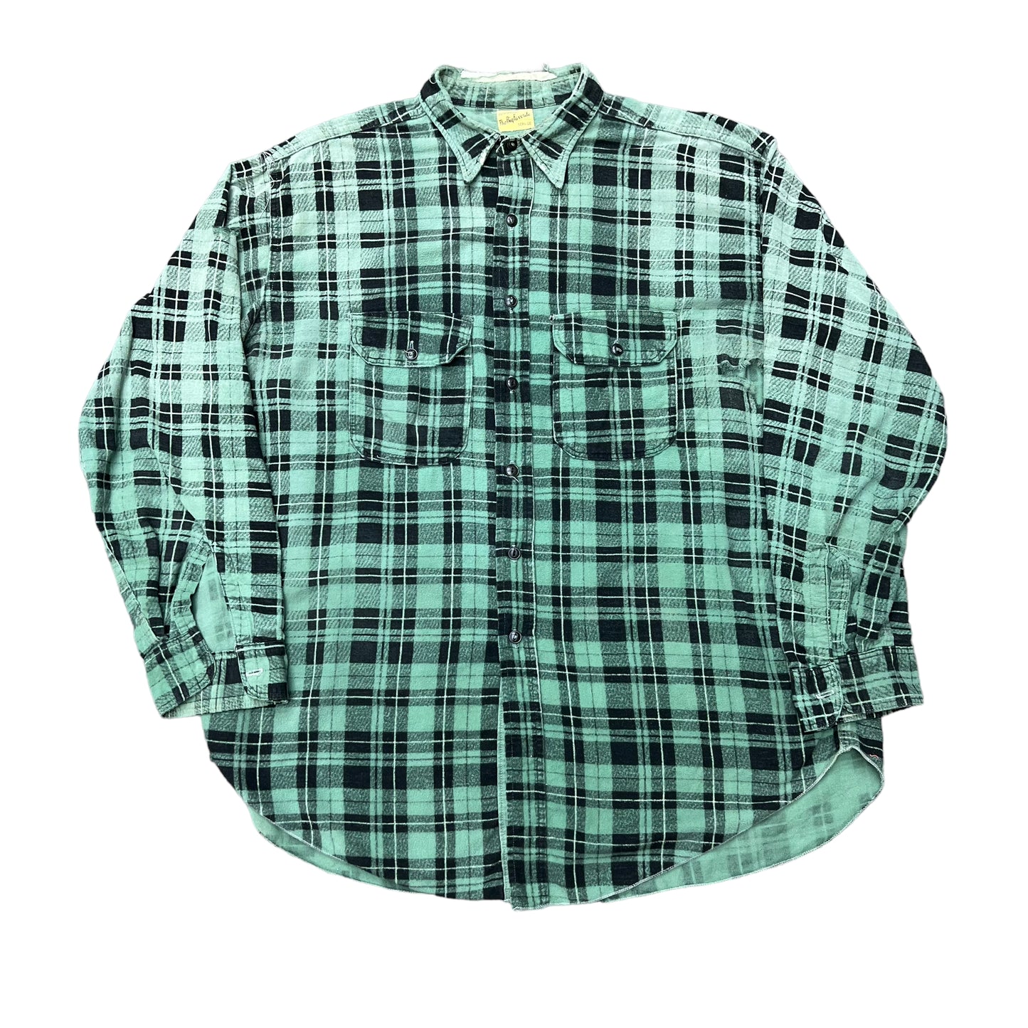 1940s The Big Favorite green plaid cotton flannel shirt (L/XL)