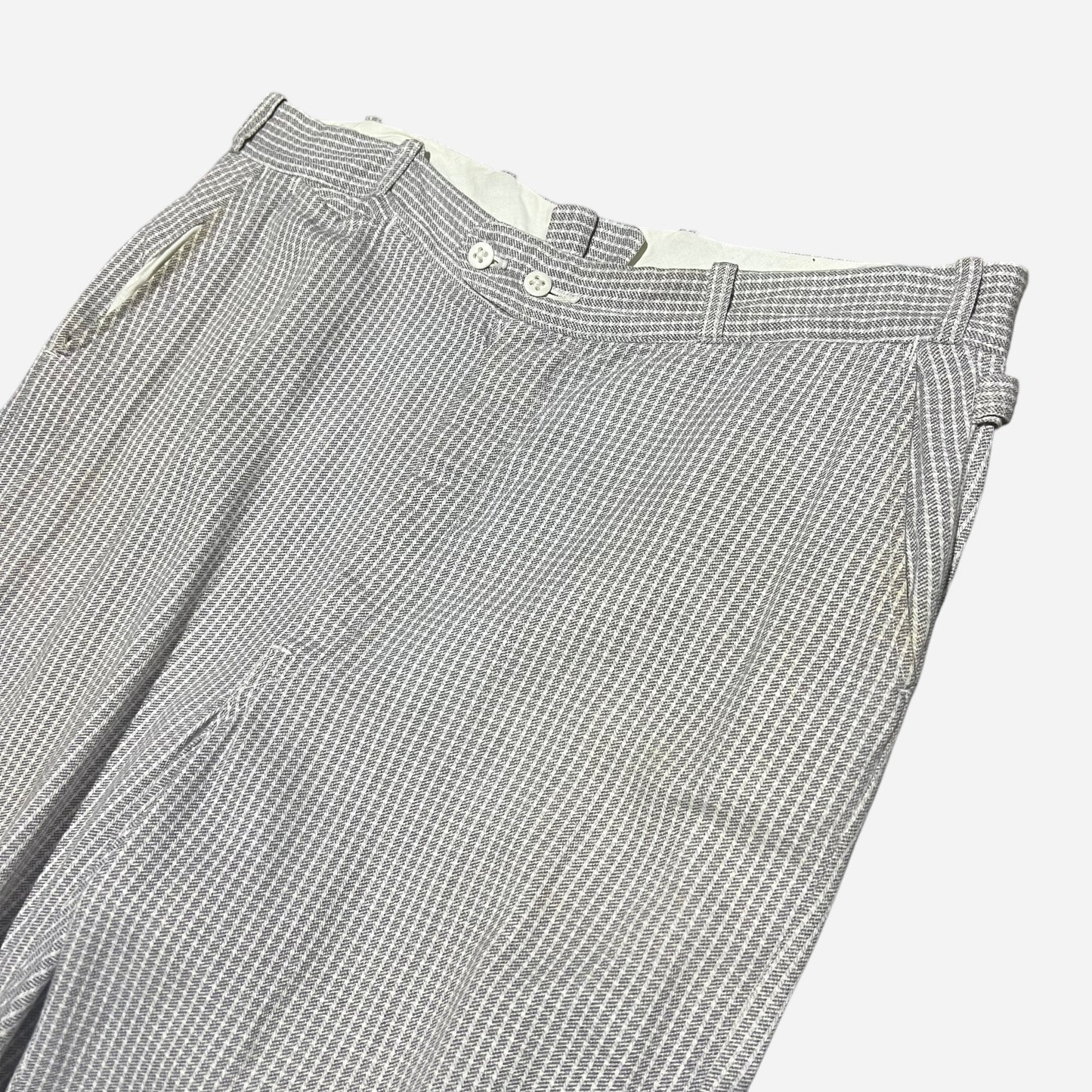 1930s 1940s White checkered pattern side clasp summer pants (34w)