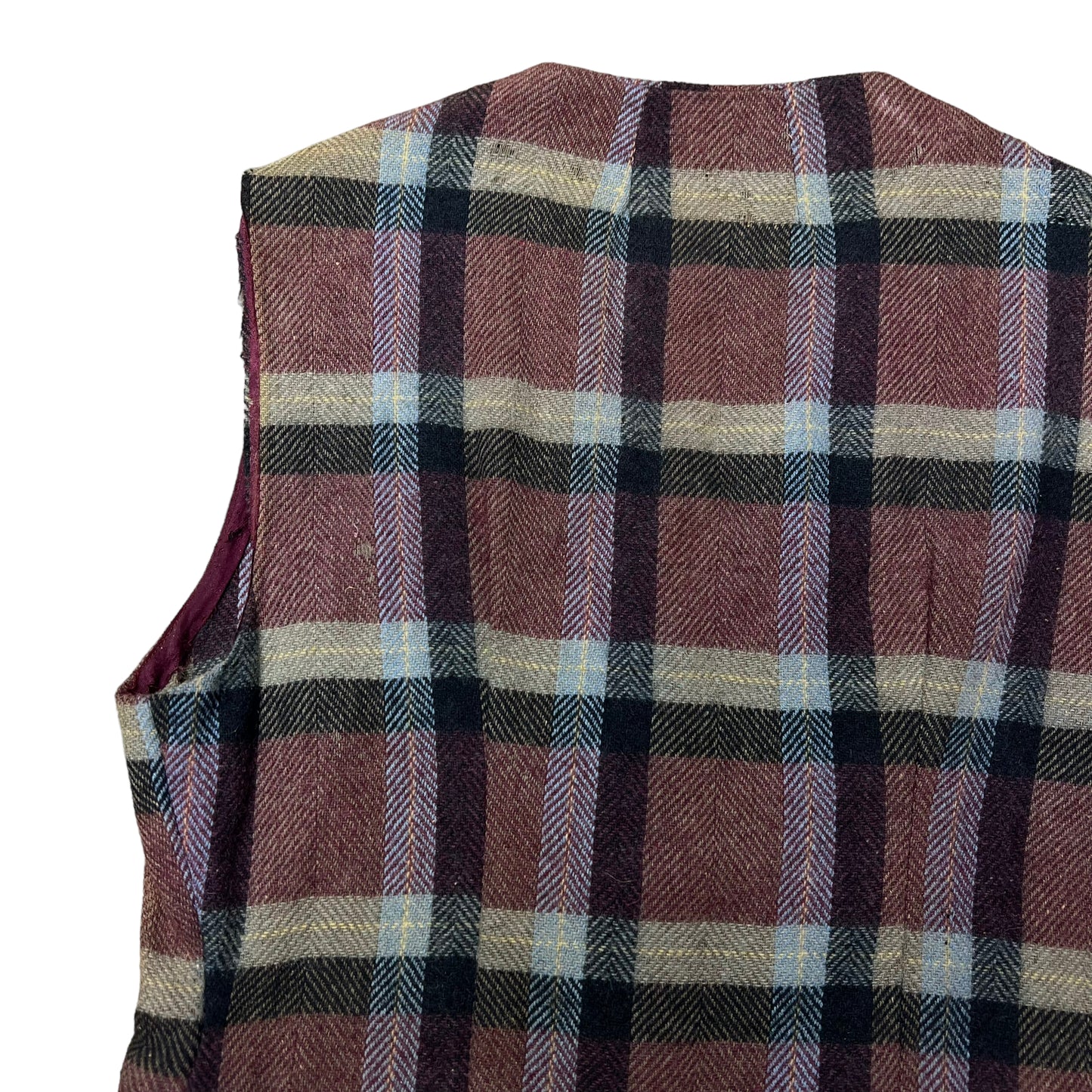 1930s-1940s Brown plaid tweed vest (S)