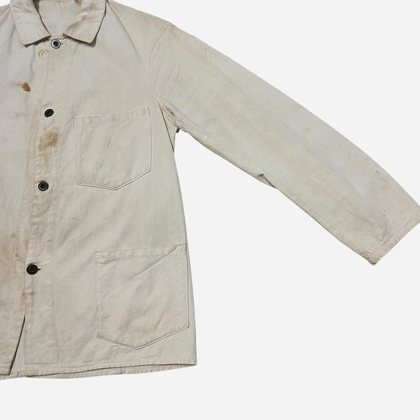 1920s White cotton three pocket chore jacket (S/M)