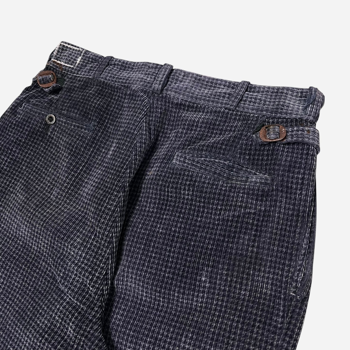 1930s Purple cotton tweeduroy side cinch pleated pants (31w)