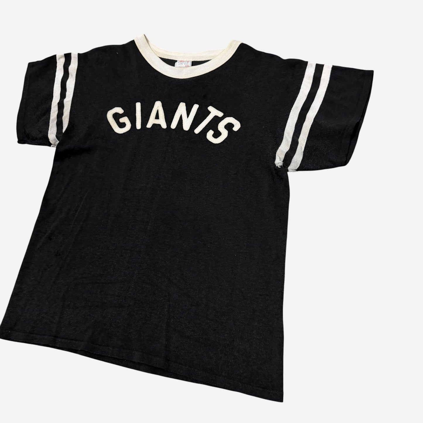 1950s Black rayon/cotton jersey t shirt (M)