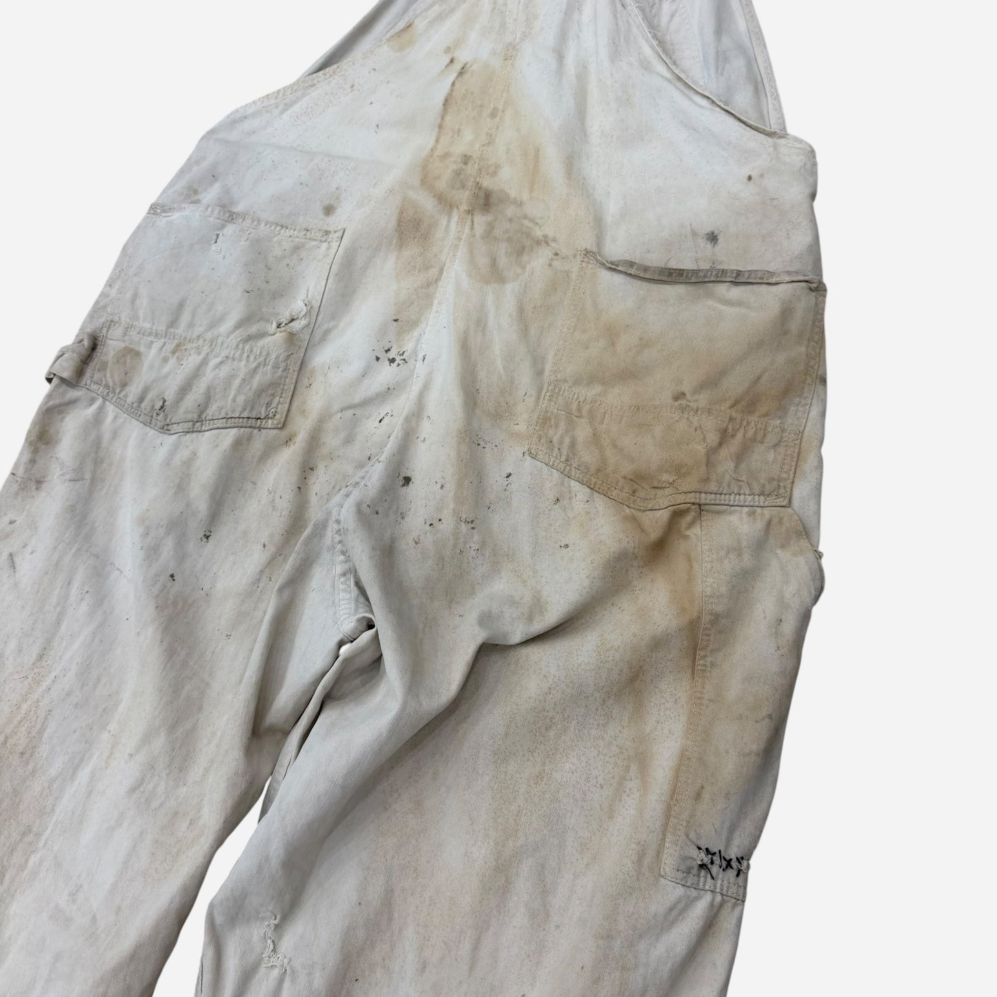 1930s 1940s N&W The Big Favorite white cotton repaired overalls (40w)