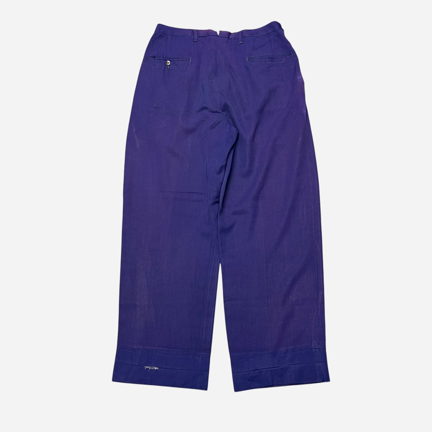 1950s Purple rayon pleated pants (30w)