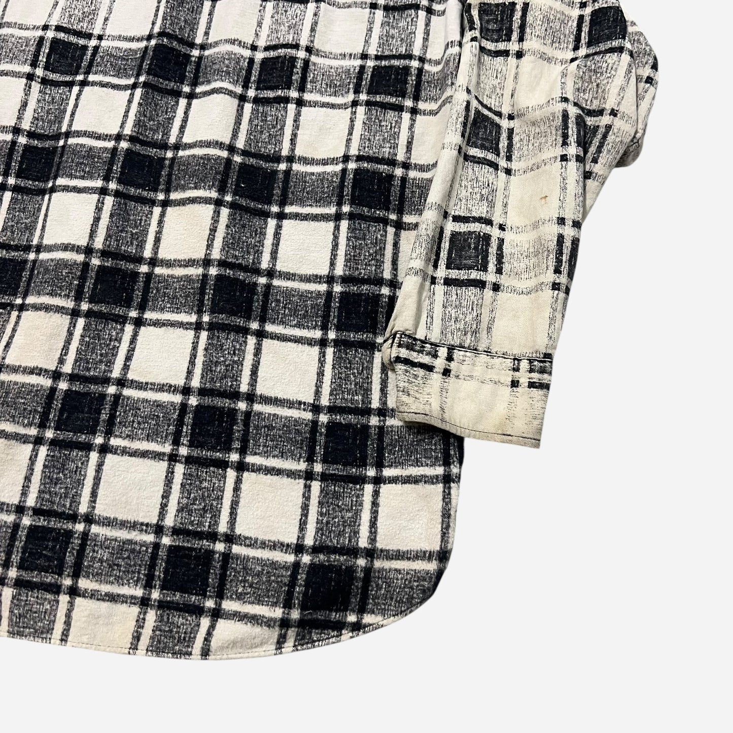 1950s Black & white shadow plaid cotton shirt flannel (M)