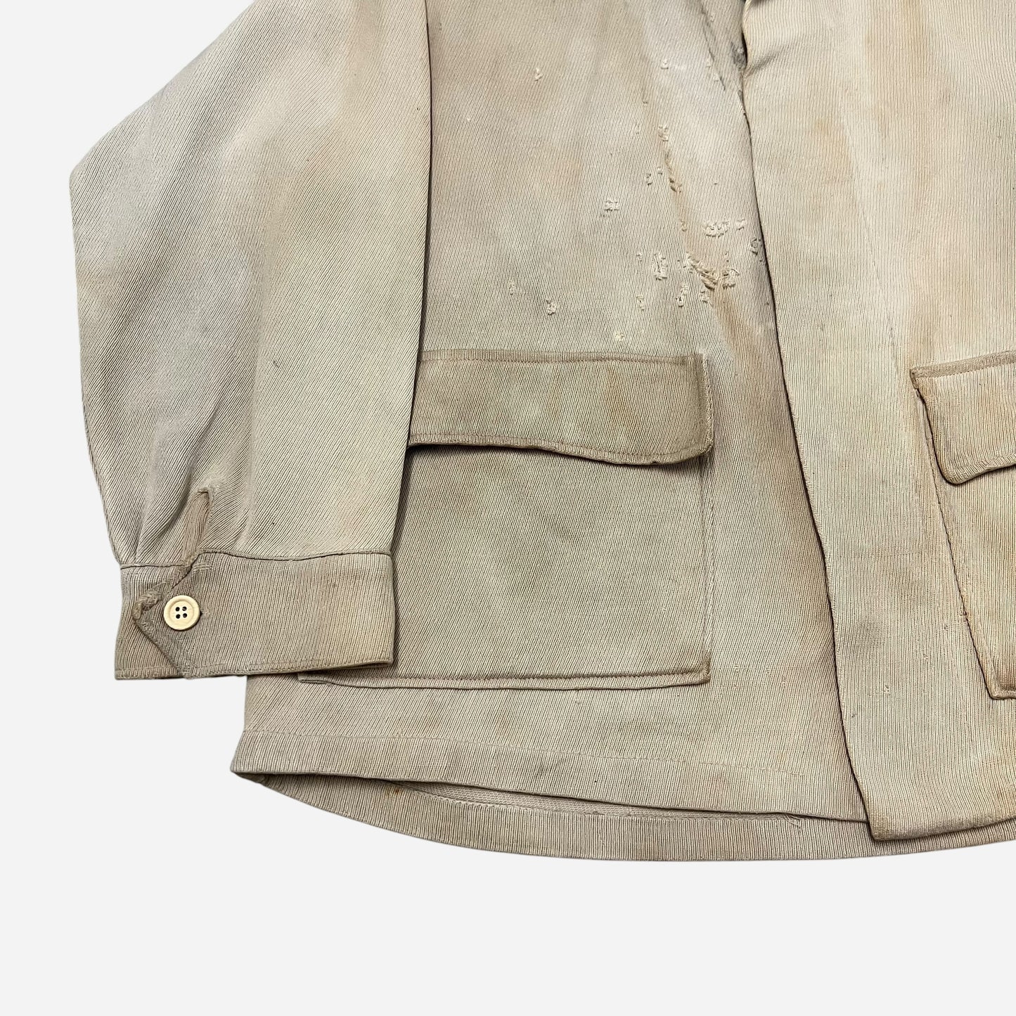 1940s White cotton whipcord work jacket (M)