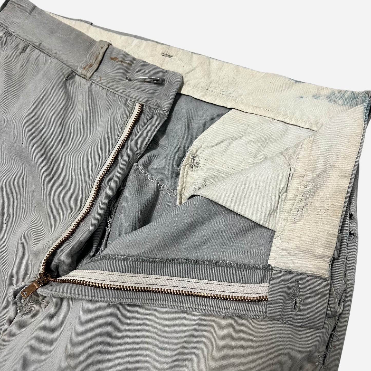 1950s Big Mac heavily repaired gray work chinos (32w)