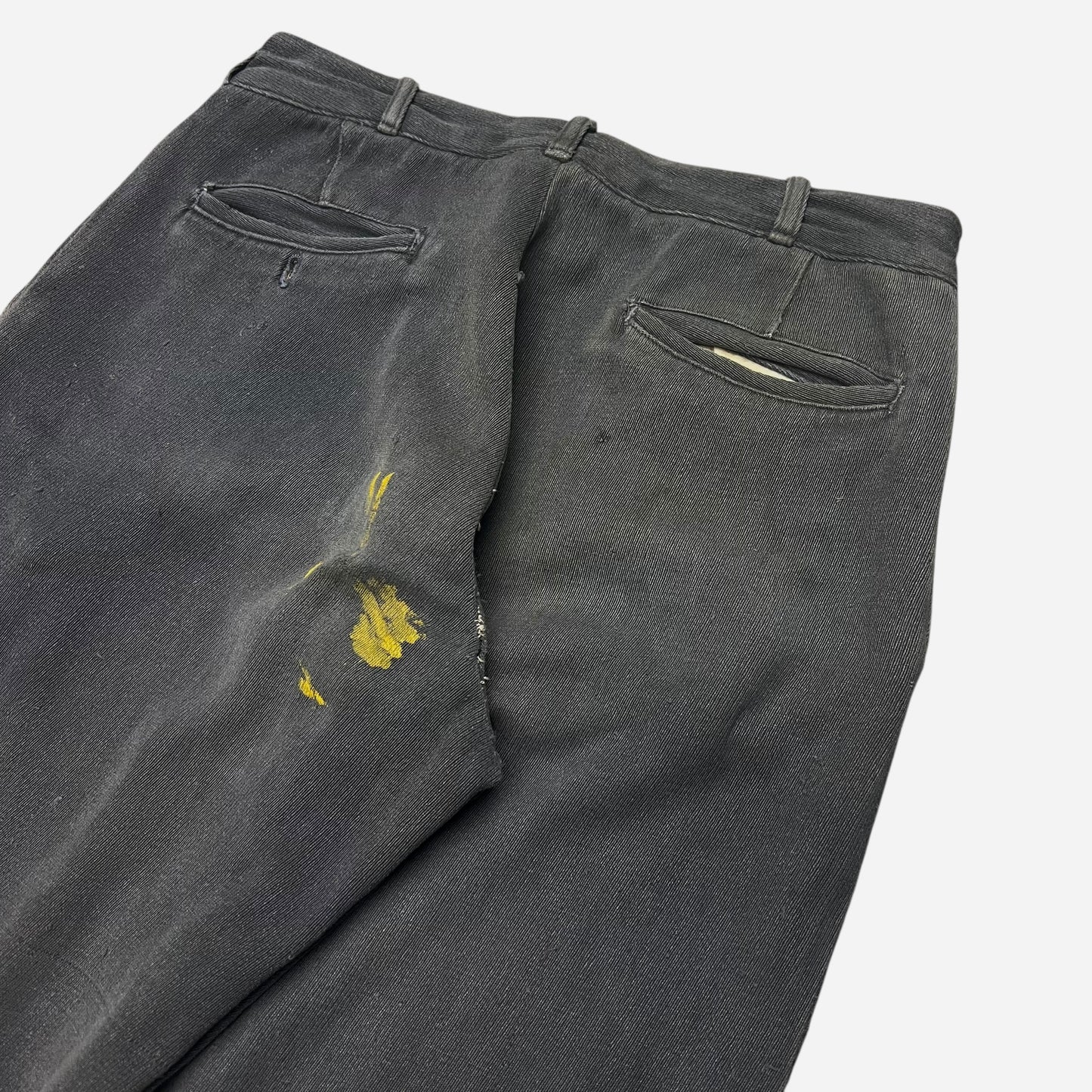 1940s Black button fly whipcord repaired work pants (30w)