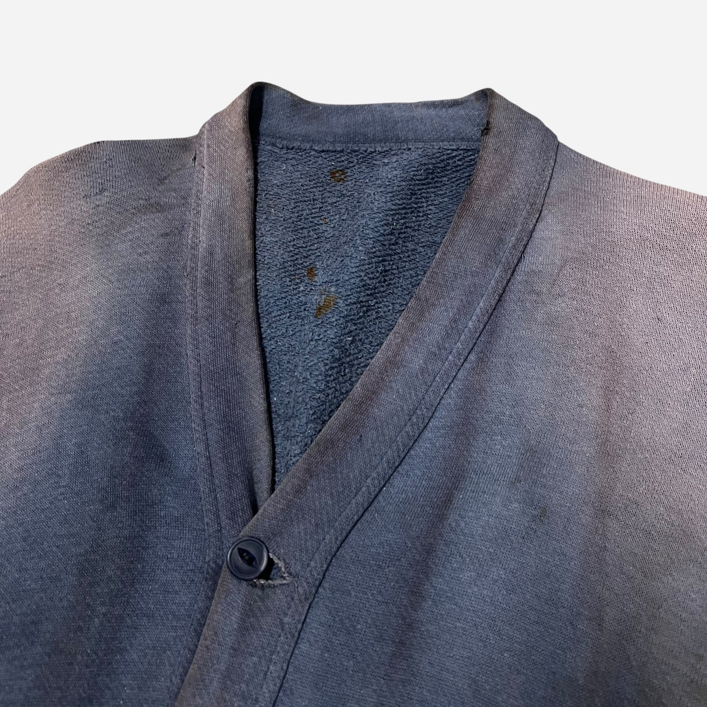 1940s Blue sun faded cotton sweatshirt cardigan (L)