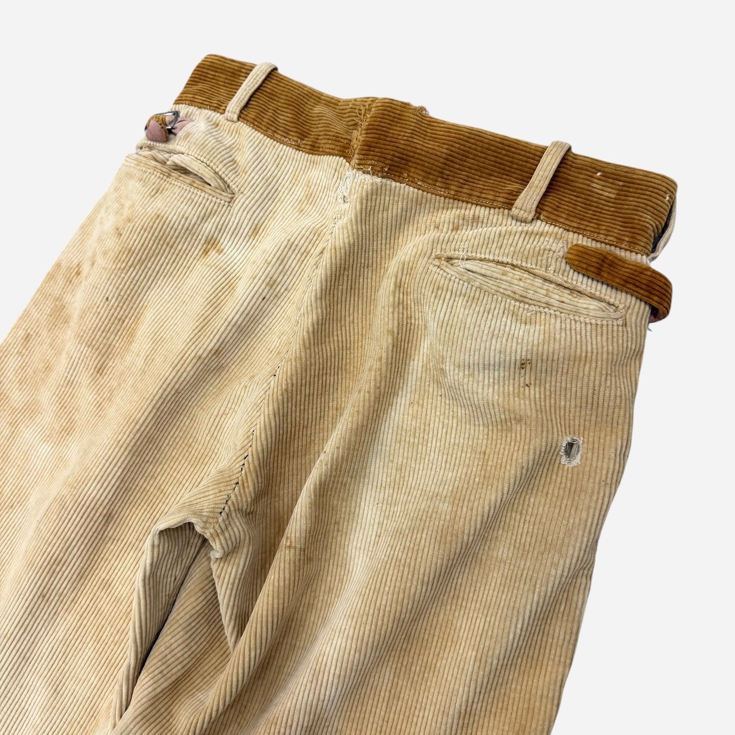 1930s Side cinch two toned corduroy button fly pants (28w)