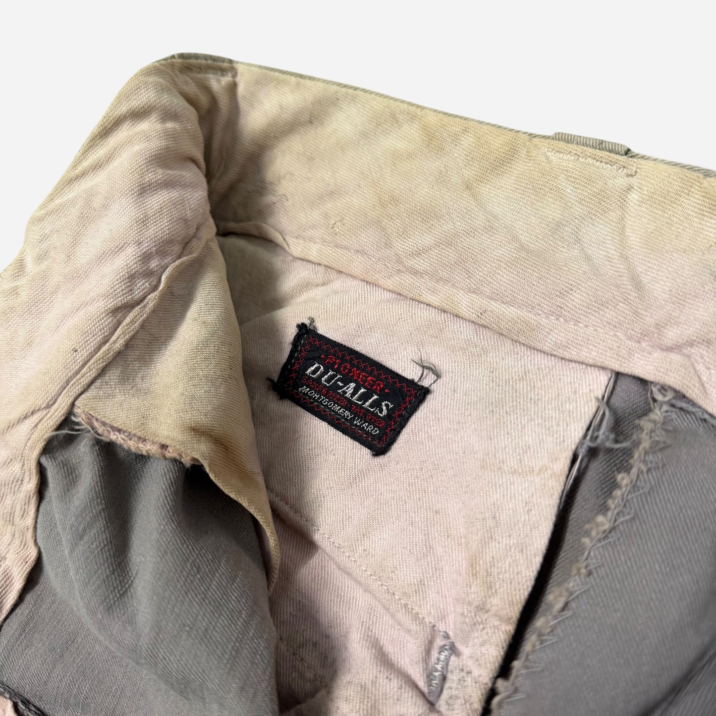 1950s Montgomery Ward Pioneer Dualls gray paint splattered chinos (29w)