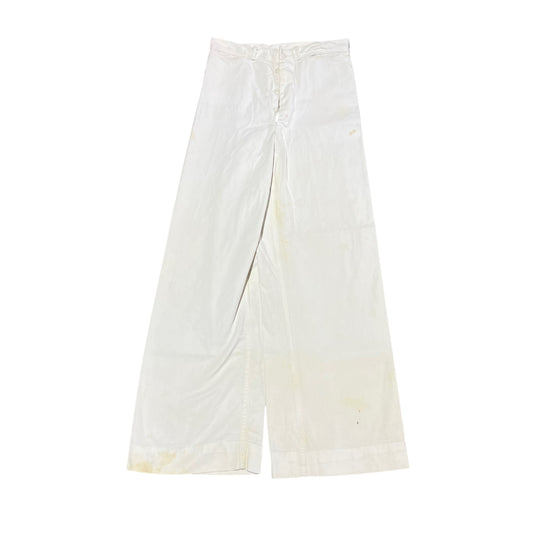 1940s WWII USN white wide leg flared pants (28w)