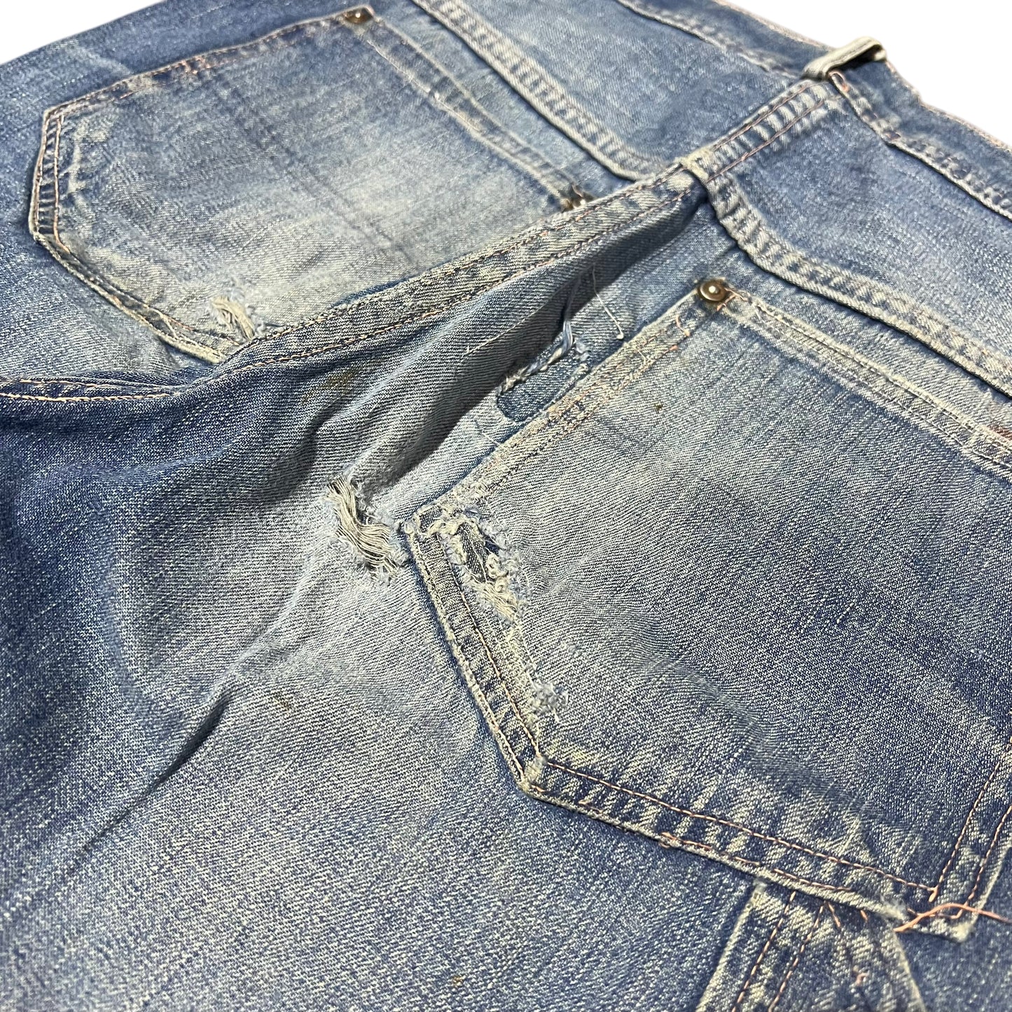 1940s Model crotch rivet donut button fly denim jeans (29w)