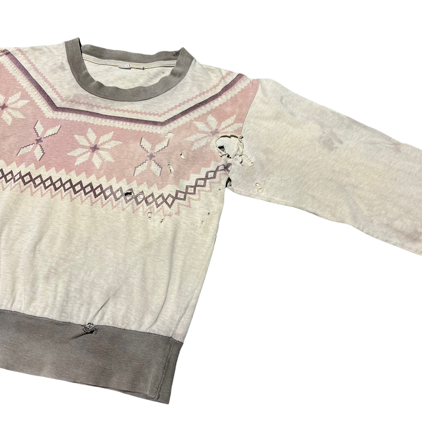 1940s 1950s Cotton pattern sweatshirt/sweater (S)