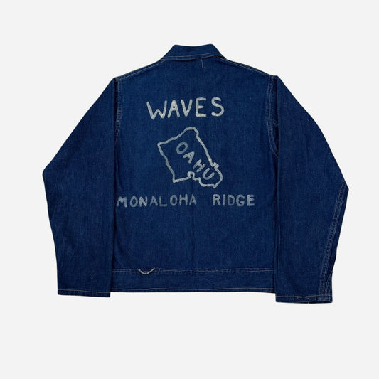 1940s USN W.A.V.E.S single pocket denim work jacket + sweatshirt (S/M)