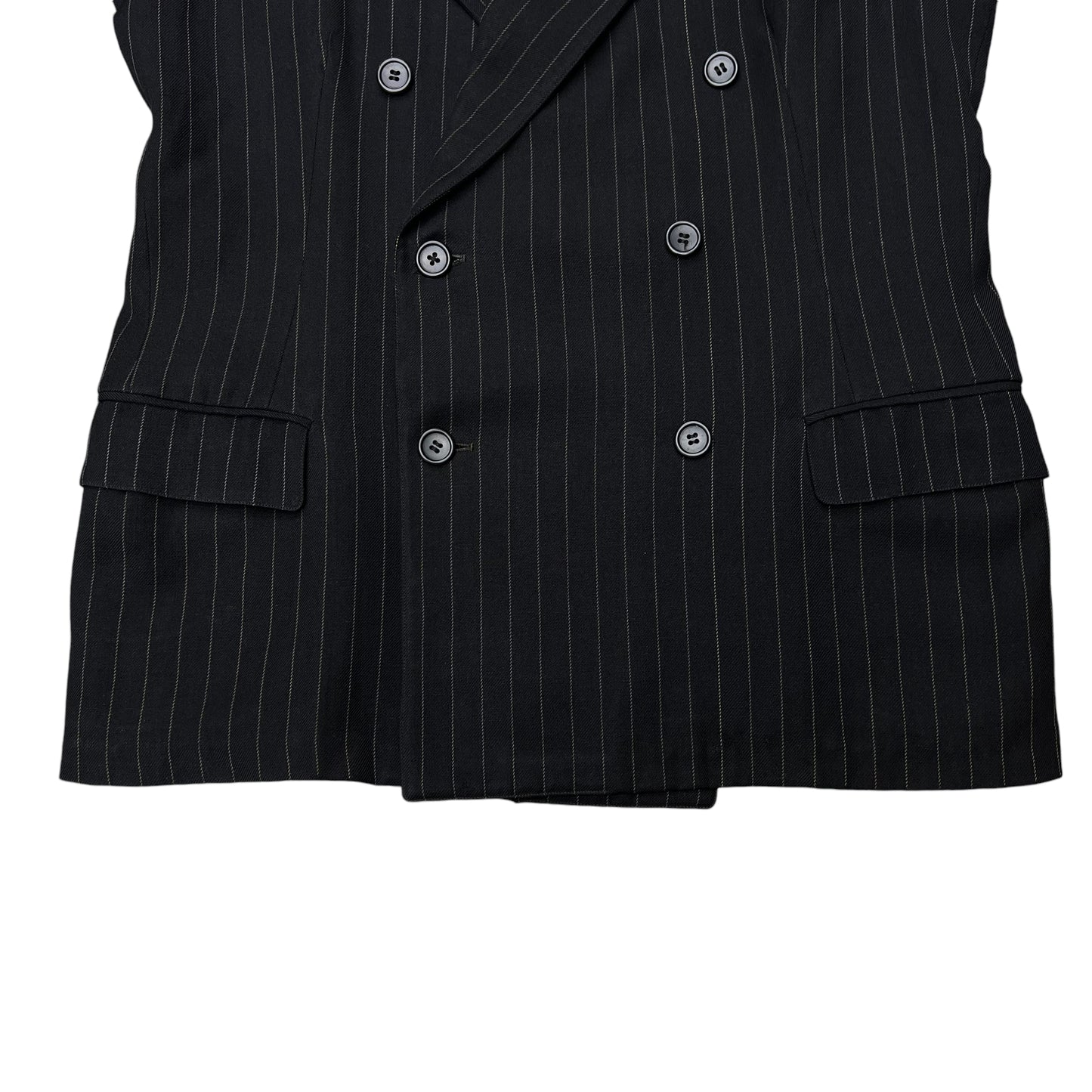 1930s Black double breasted pinstripe suit jacket (L)