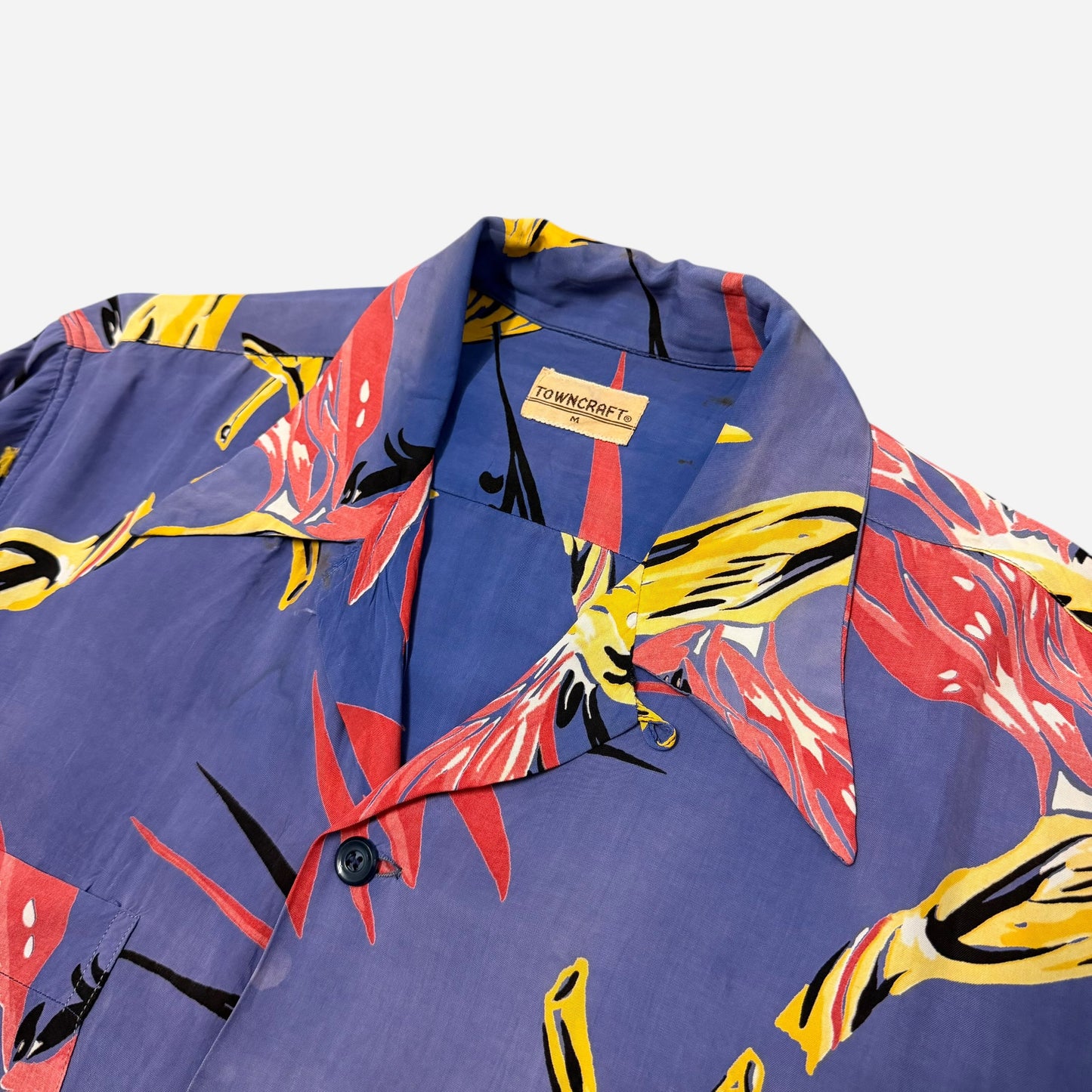 1940s Towncraft rayon/acetate Hawaiian print loop collar shirt (M)