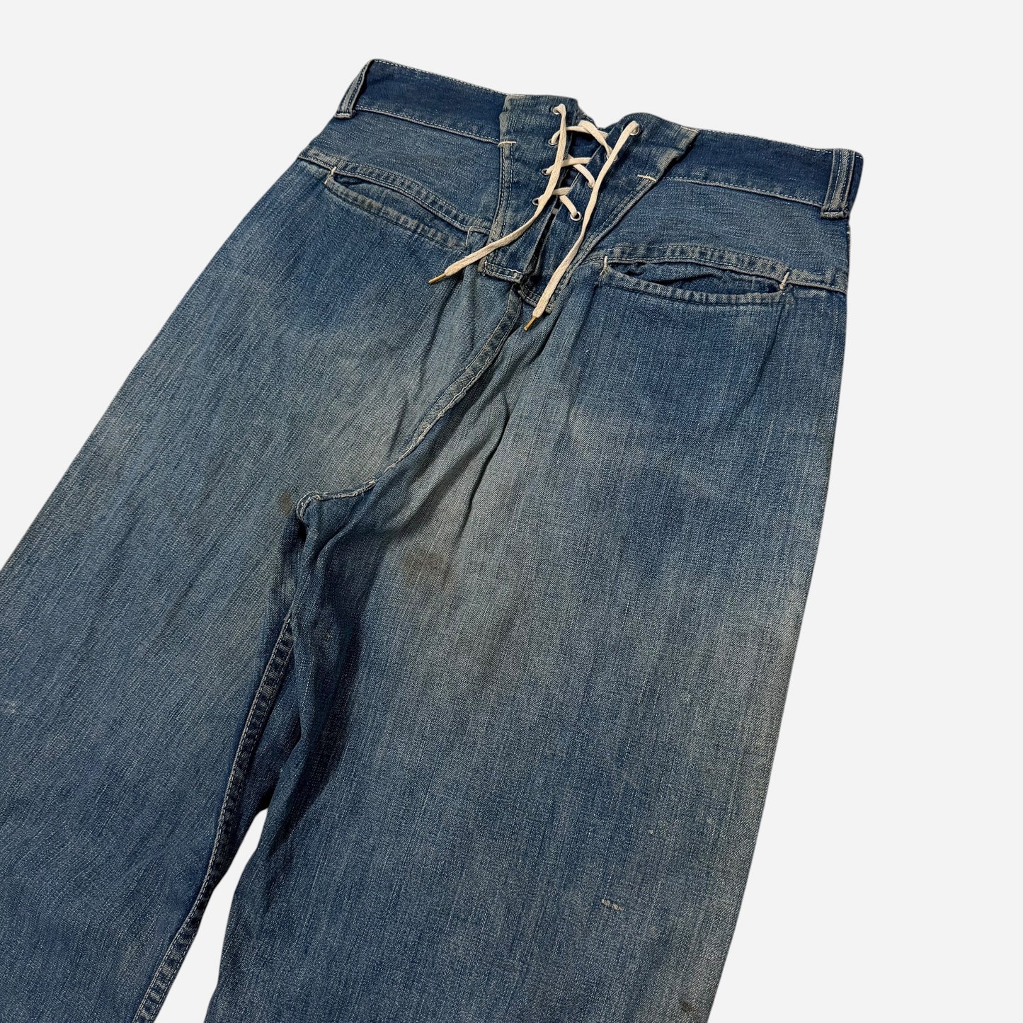 1940s Anvil lace back donut button fly boot cut jeans (28w)