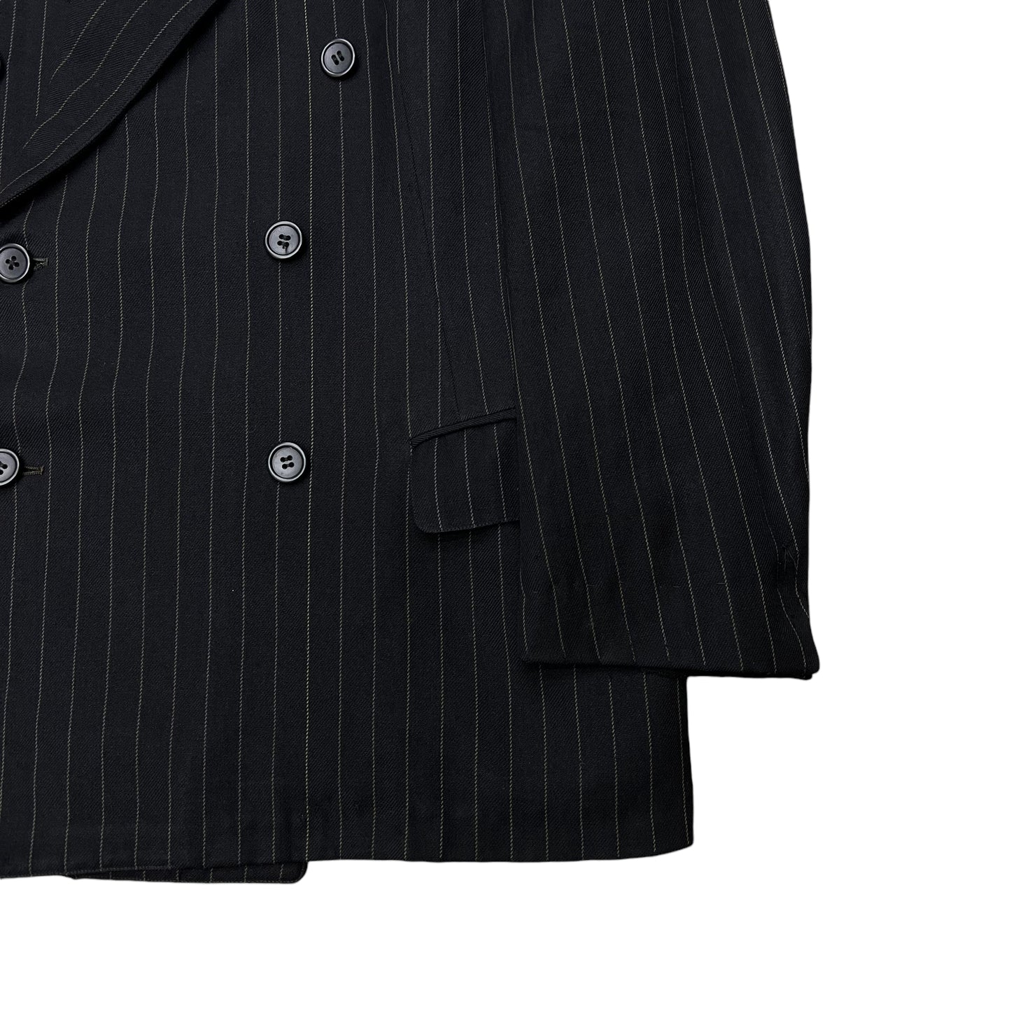 1930s Black double breasted pinstripe suit jacket (L)