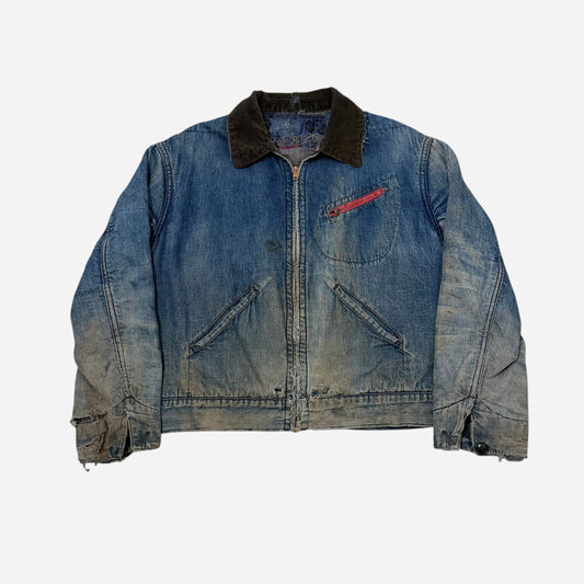 1960s Cropped denim work jacket honey combing (M/L)