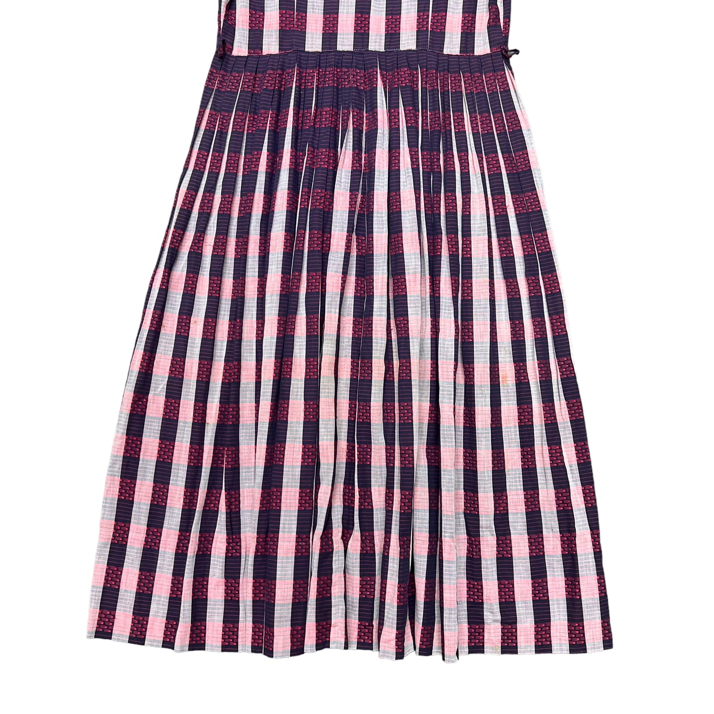 1930s-1940s Red/pink plaid cotton dress