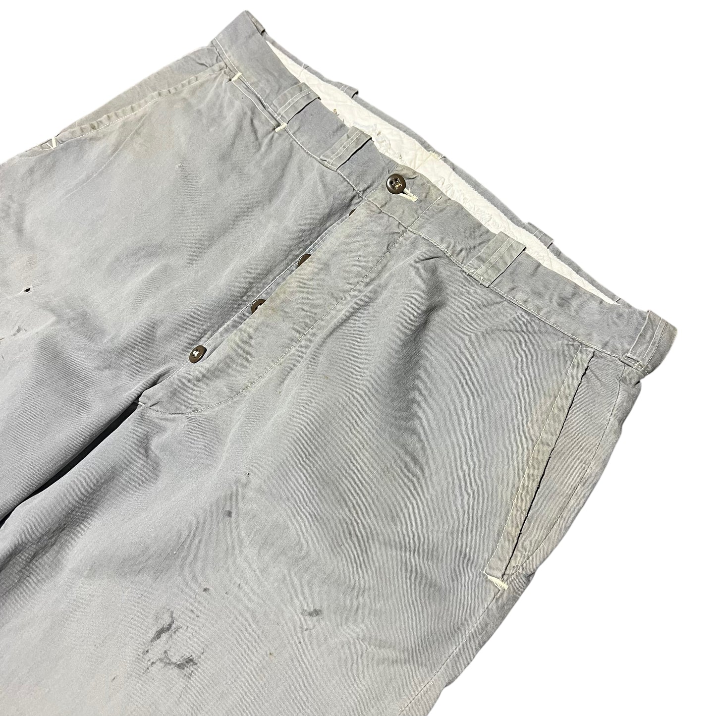 1940s Button fly gray sail cloth chino work pants (36w)