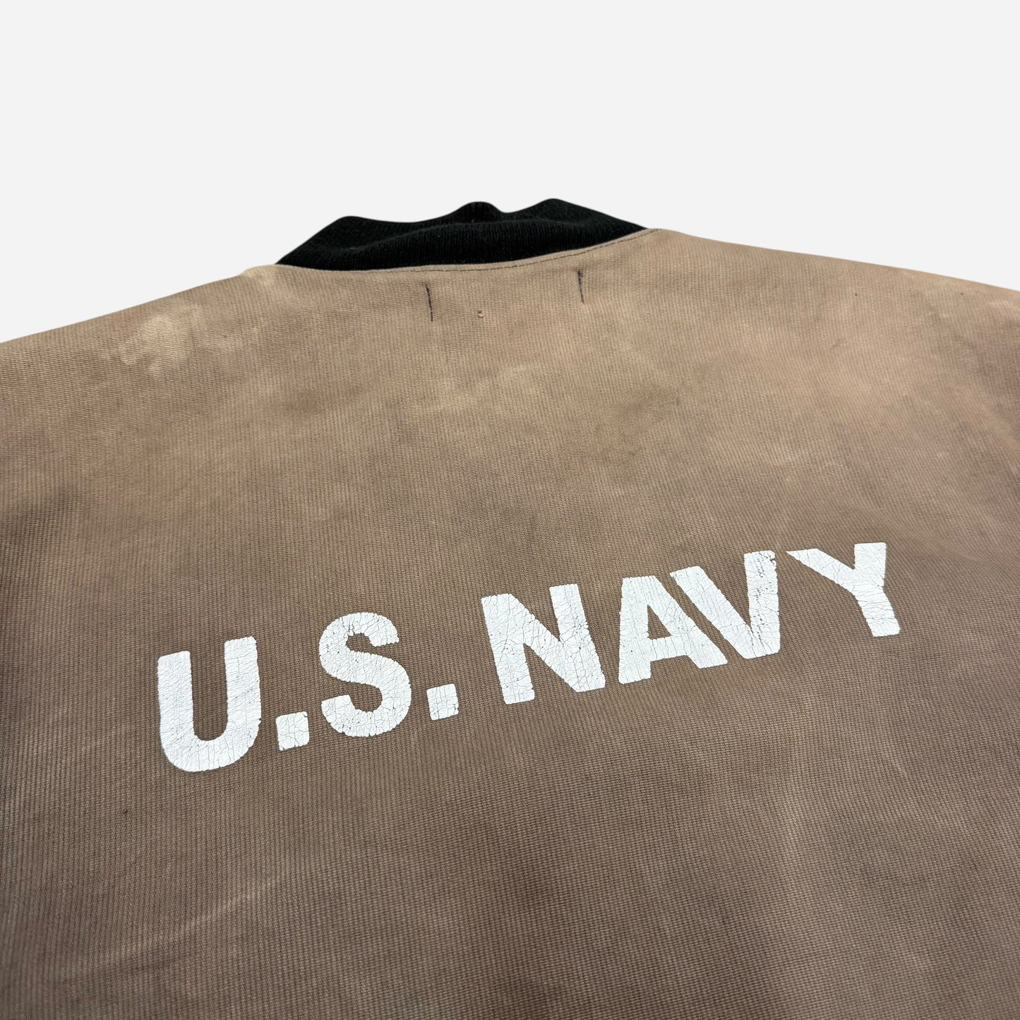 2000s Repro sun faded USN 1st pattern blue zipper deck jacket (L)