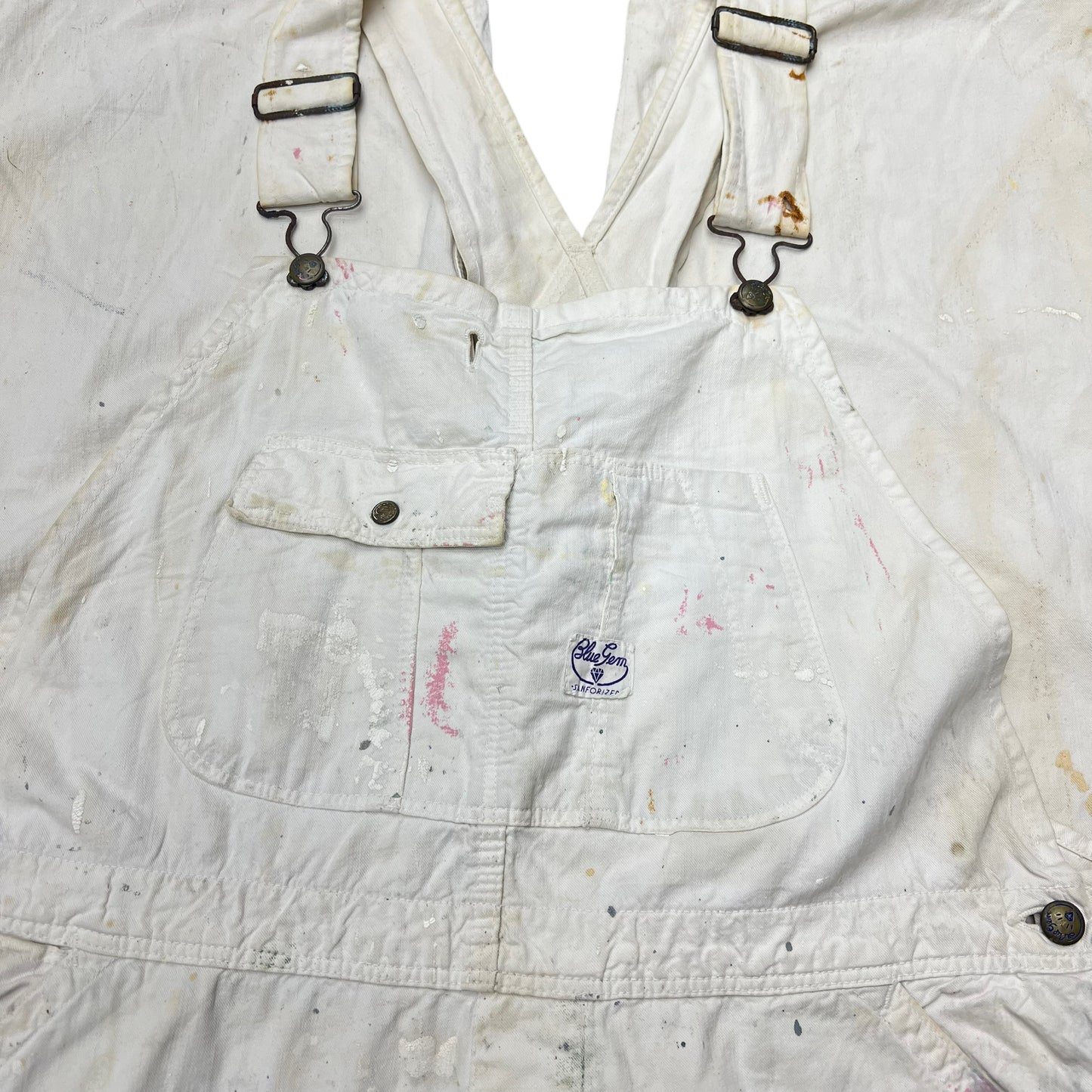 1950s Blue Gem white painter overalls (42w)